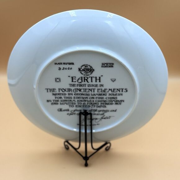 Vintage Knowles Earth Plate First Issue In “The Four Ancient Elements” - Picture 4 of 6